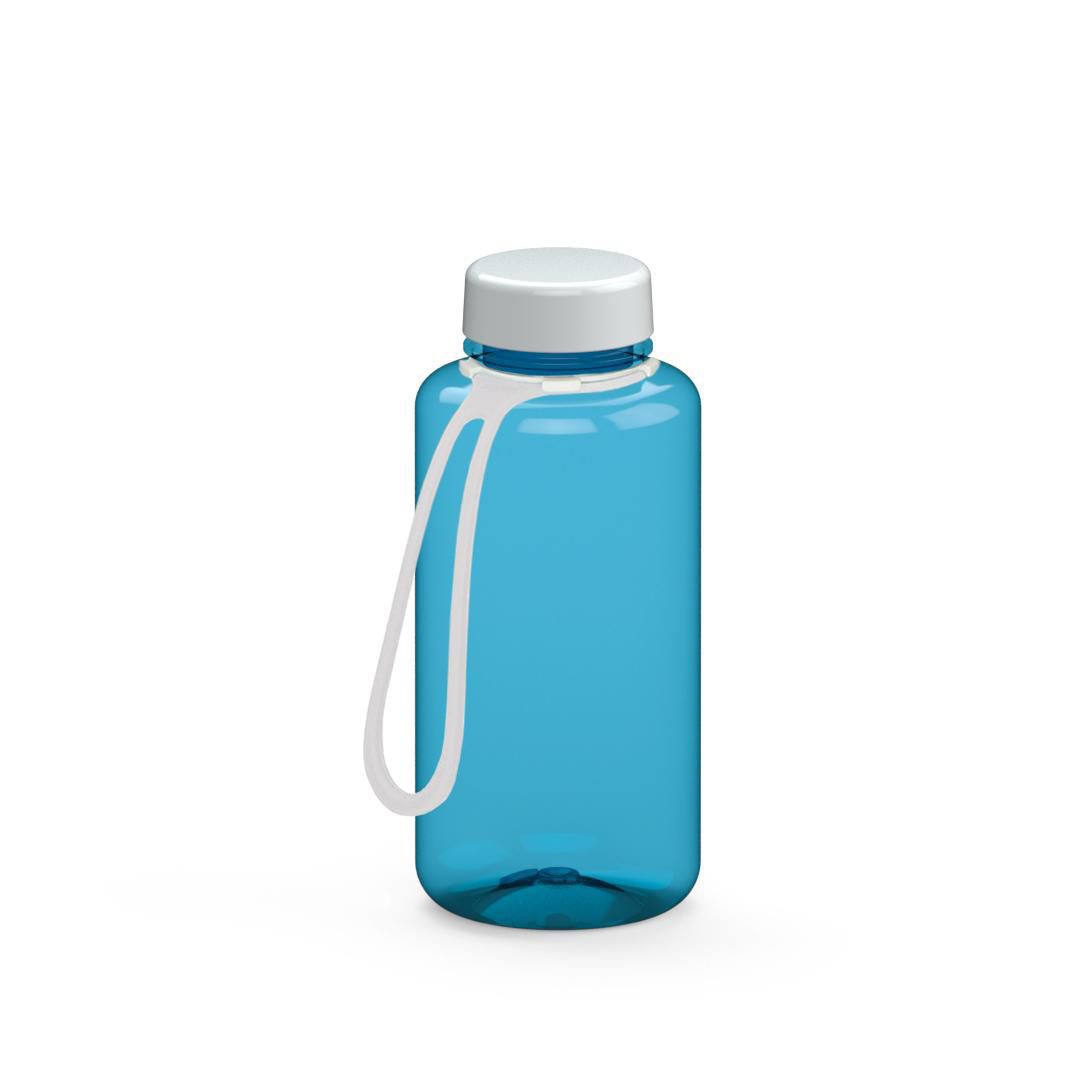 Trinkflasche "Refresh" Colour inkl. Strap, 0,7 l, transluzent-blau, weiß