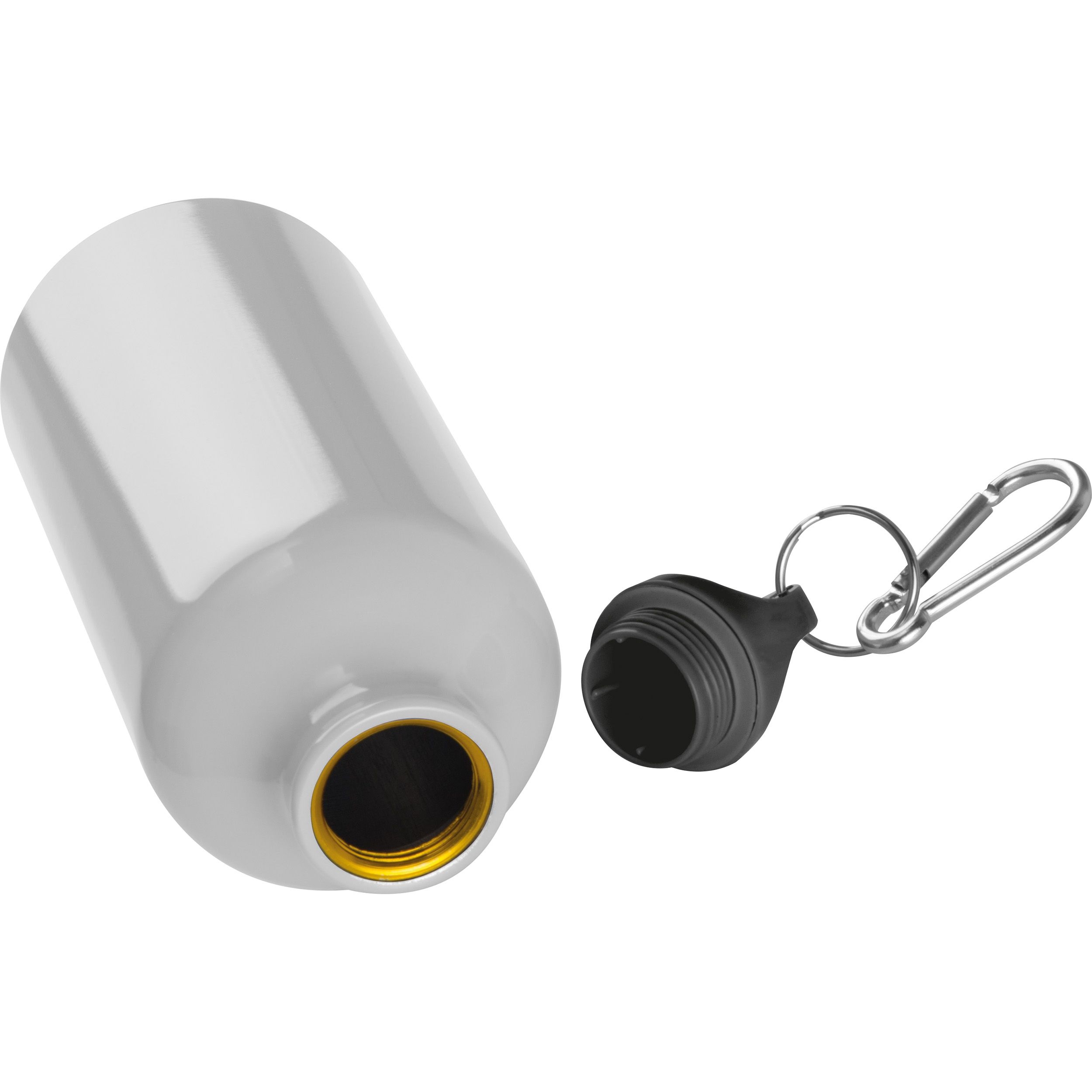 MA60195-06Trinkflasche aus Metall mit Karabinerhaken_ 500ml MURIEL_ weiss