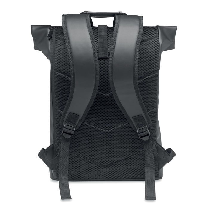 MO2230-03Bai Roll 15_ Rolltop-Rucksack PU_ schwarz