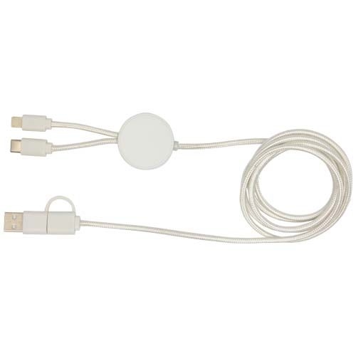 PF124428-1Citala 150 cm 5-in-1 Kabel aus recyceltem Kunststoff fuer Datenuebertragung und 27W Schnellladung_ wei