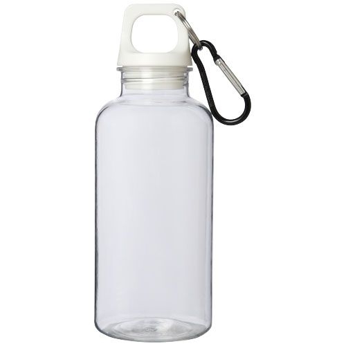 PF100778-1Oregon 400 ml RCS-zertifizierte Trinkflasche aus recyceltem Kunststoff mit Karabiner _ weiss