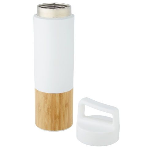 PF100669-1Torne 540 ml Kupfer-Vakuum Isolierflasche mit Bambus Aussenwand_ weiss