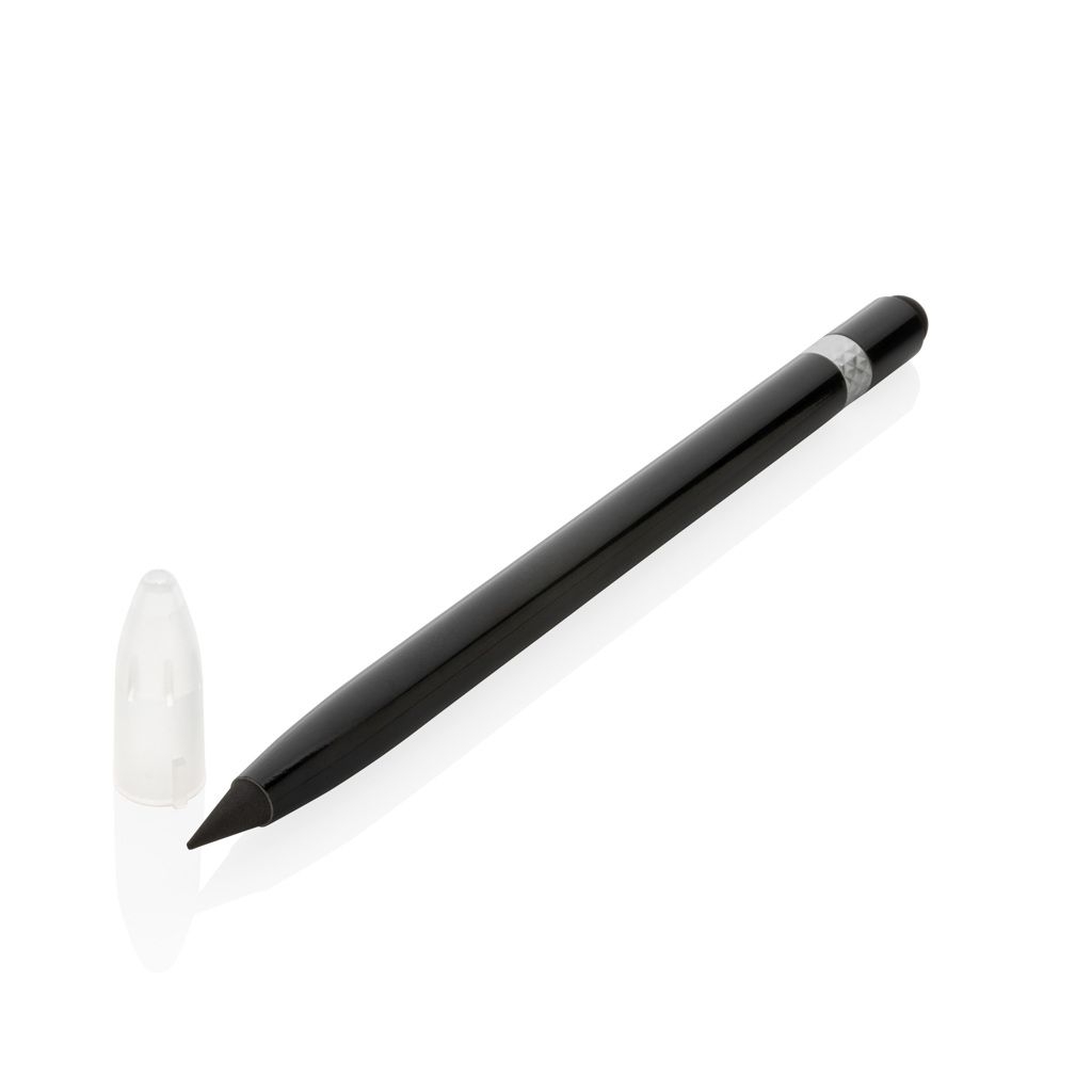 XDP611.12-1Tintenloser Stift aus Aluminium mit Radiergummi_ schwarz