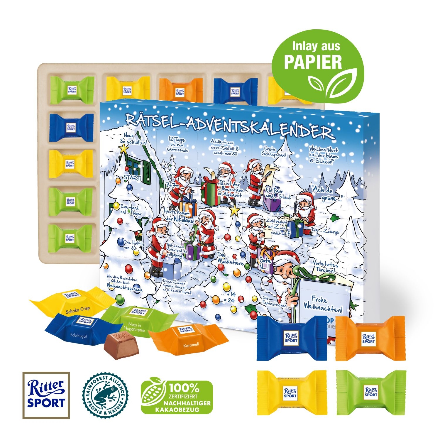 CD55410-01Adventskalender mit Ritter SPORT Schokowuerfel_ Inlay aus Papier_ Motiv-Vorlage