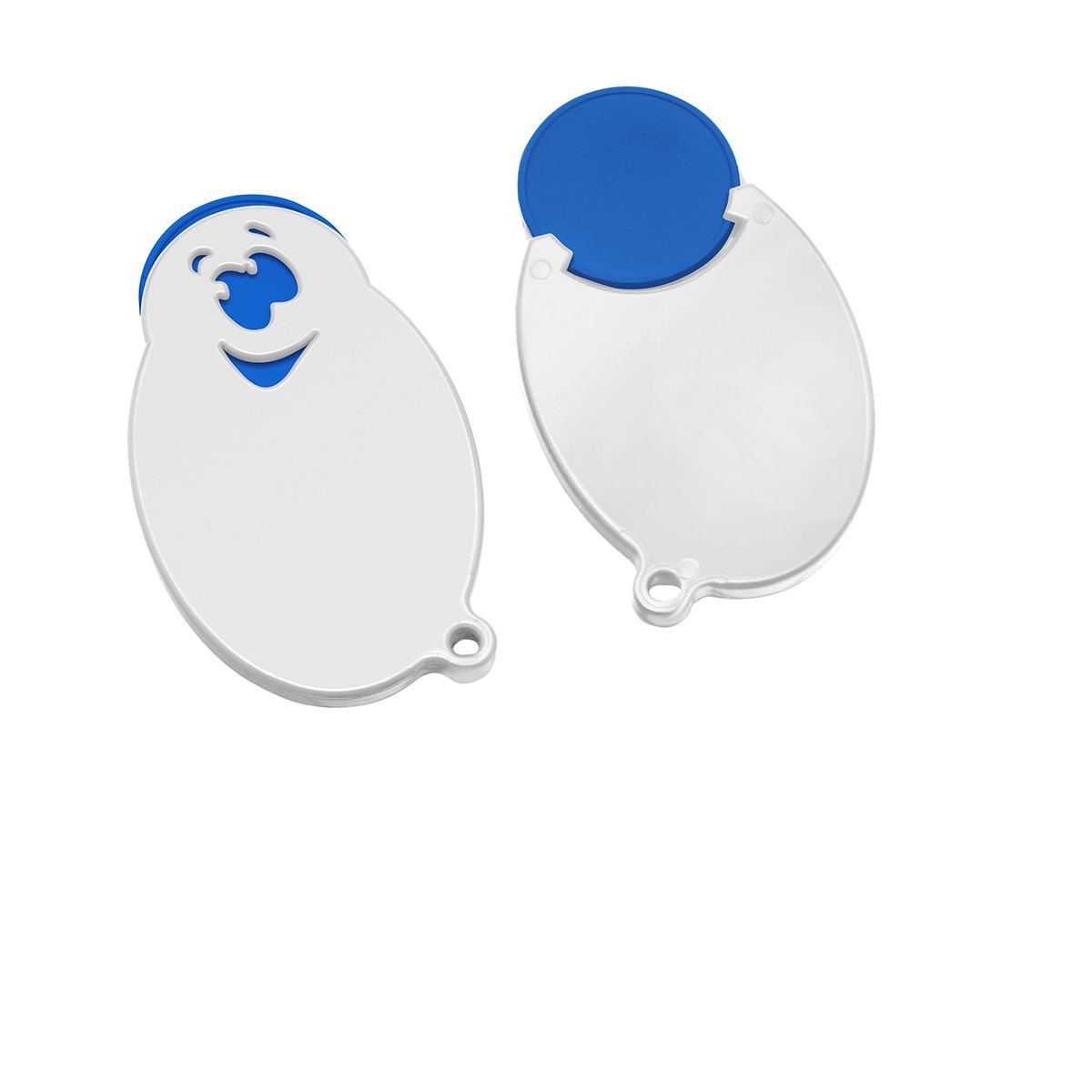 HE7855-3-0Chiphalter mit 1€-Chip _Gesicht_ blau_ weiss