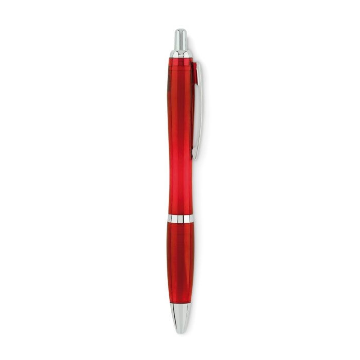 MO6409-25Rio Rpet Druckkugelschreiber RPET_ Transparent Rot