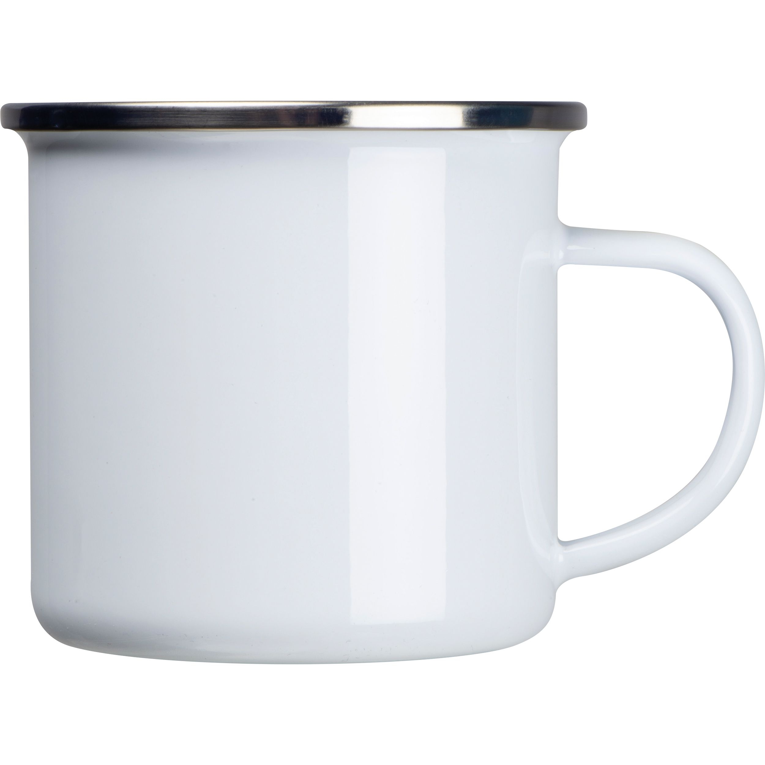 MA83704-06Sublimations Emaille Tasse LUCAS_ weiss
