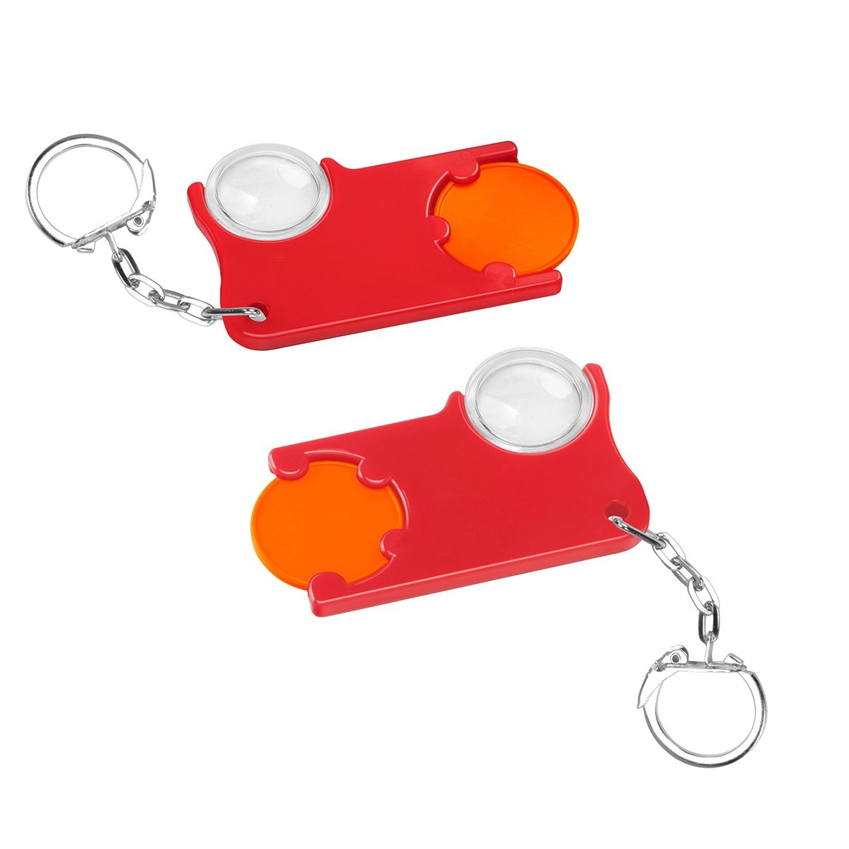 HE8286K-5-1Chiphalter mit 1€-Chip und Lupe_ orange_ rot HE8286K-5-1Chiphalter mit 1€-Chip und Lupe_ orange_ rot
