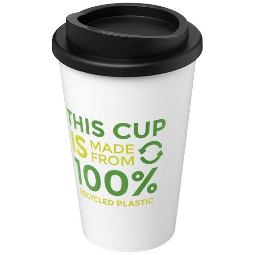 PF210691-2Americano® recycelter isolierter 350 ml Becher_ weiss_schwarz