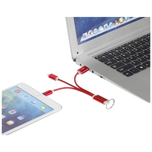 PF134961-4Metal 3-in-1 Ladekabel mit Schluesselanhaenger_ rot