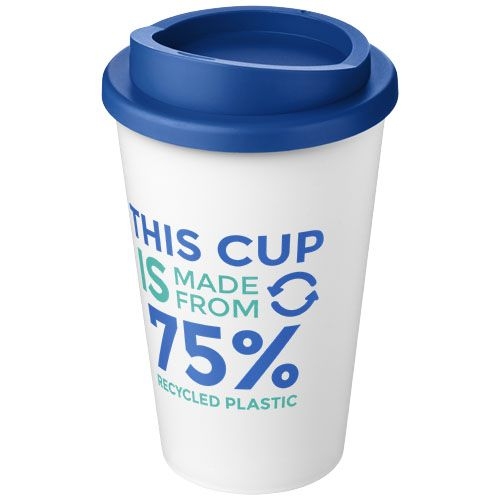 PF210422-21Americano® Eco 350 ml recycelter Becher_ weiss_mittelblau