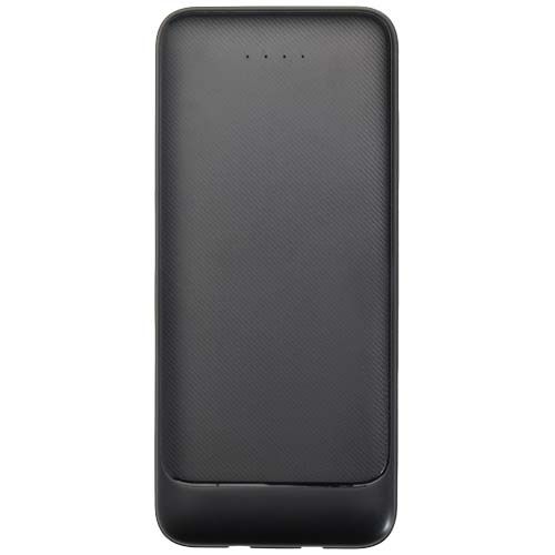 PF124459-2Adhil 10 W 10.000 mAh Powerbank aus recyceltem Kunststoff mit 2 integrierten Kabeln_ schwarz