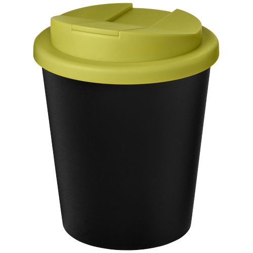 PF210455-5Americano® Espresso Eco 250 ml recycelter Isolierbecher mit auslaufsicherem Deckel_ schwarz_limone