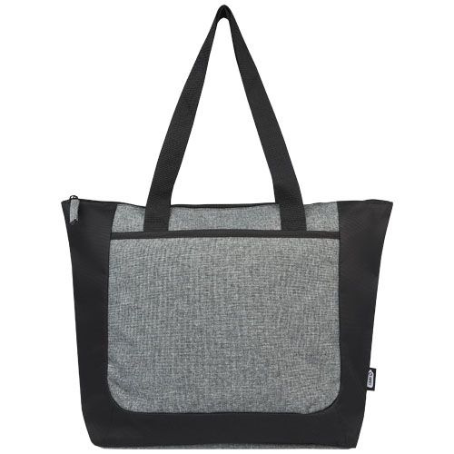 PF120657-1Reclaim GRS recycelte Tragetasche mit Reissverschluss 15 L_ schwarz_heather grau