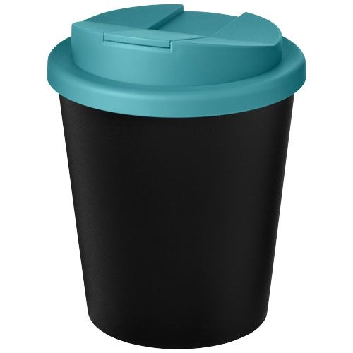 PF210455-9Americano® Espresso Eco 250 ml recycelter Isolierbecher mit auslaufsicherem Deckel_ schwarz_aquablau