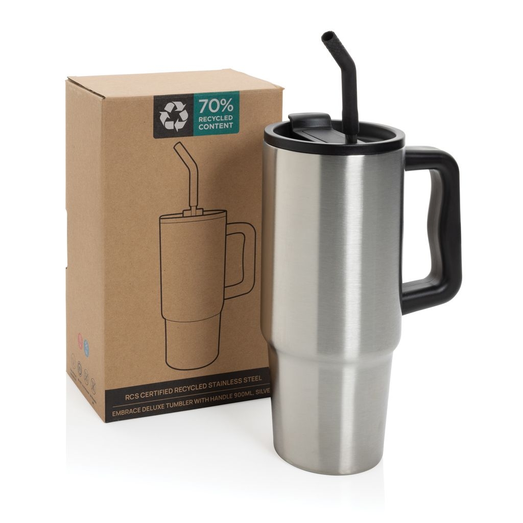 XDP437.30-02Embrace Deluxe Becher aus RCS recyceltem Edelstahl 900ml_ silber