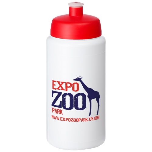 PF210687-4Baseline® Plus grip 500 ml Sportflasche mit Sportdeckel_ weiss_rot
