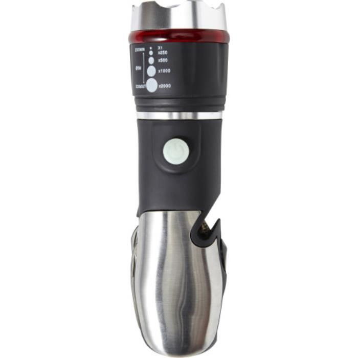 GI7747-01Multifunktionstaschenlampe aus ABS-Kunststoff_Edelstahl_Silikon Amayah_ Schwarz