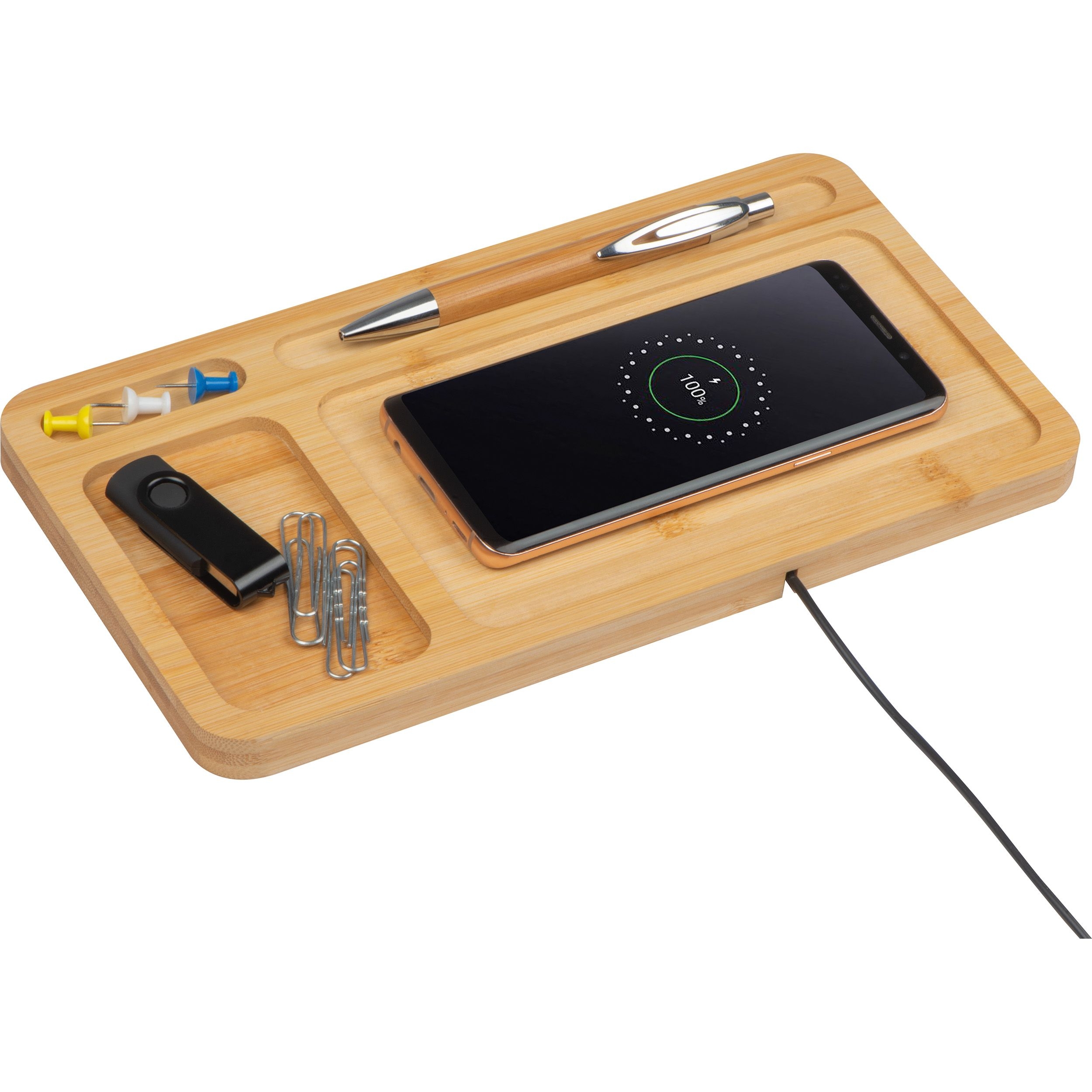 MA31499-13Deskorganizer mit integriertem Wireless Charger _ beige