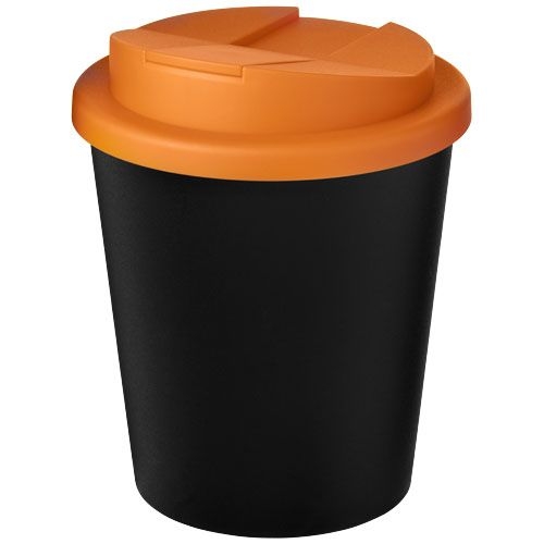 PF210455-3Americano® Espresso Eco 250 ml recycelter Isolierbecher mit auslaufsicherem Deckel_ schwarz_orange