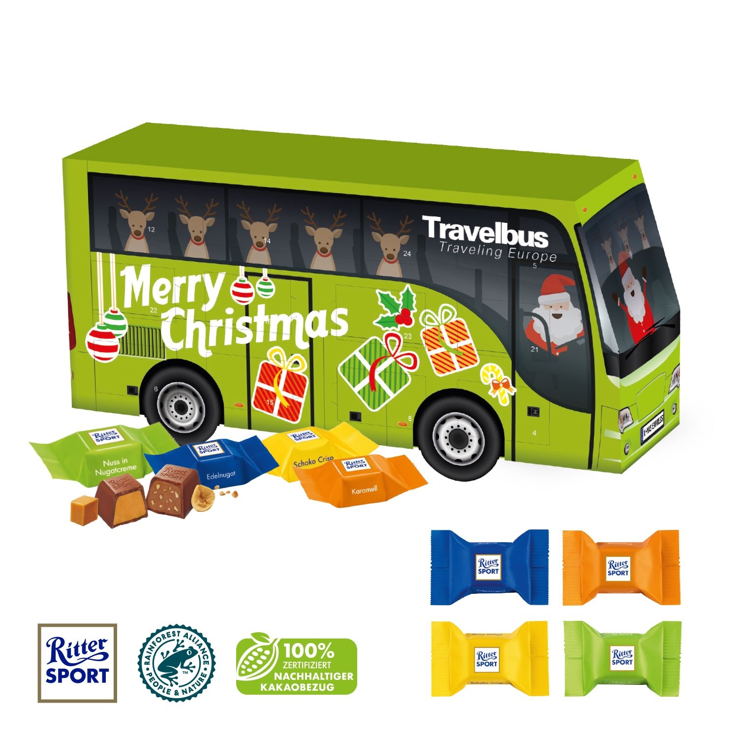 CD951553D Adventskalender _Bus_ mit Ritter SPORT Schokowuerfel