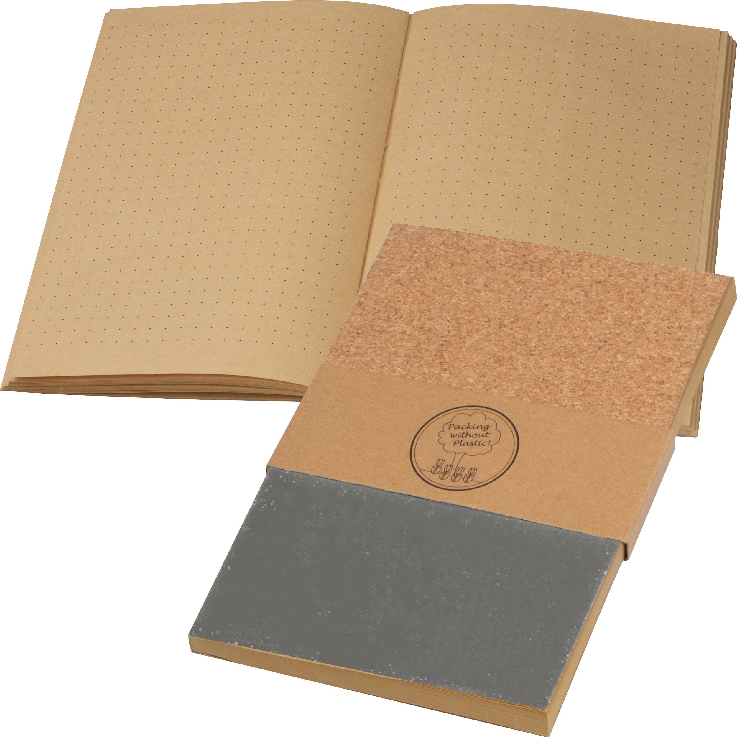 MA21811-07A5 Notizbuch Kork ATTILIO_ silbergrau