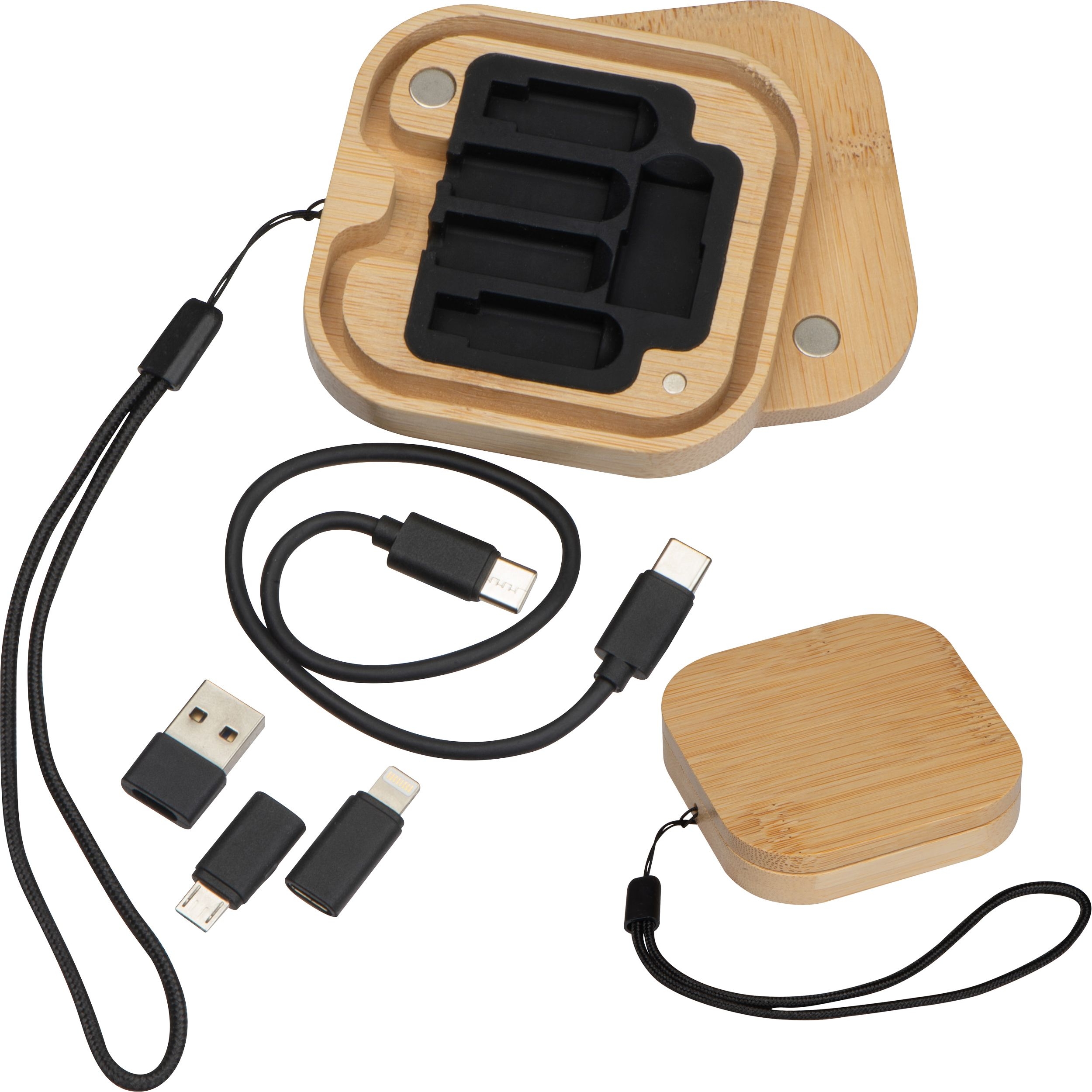MA33884Kabel- und Adapterset in einer Bambusbox