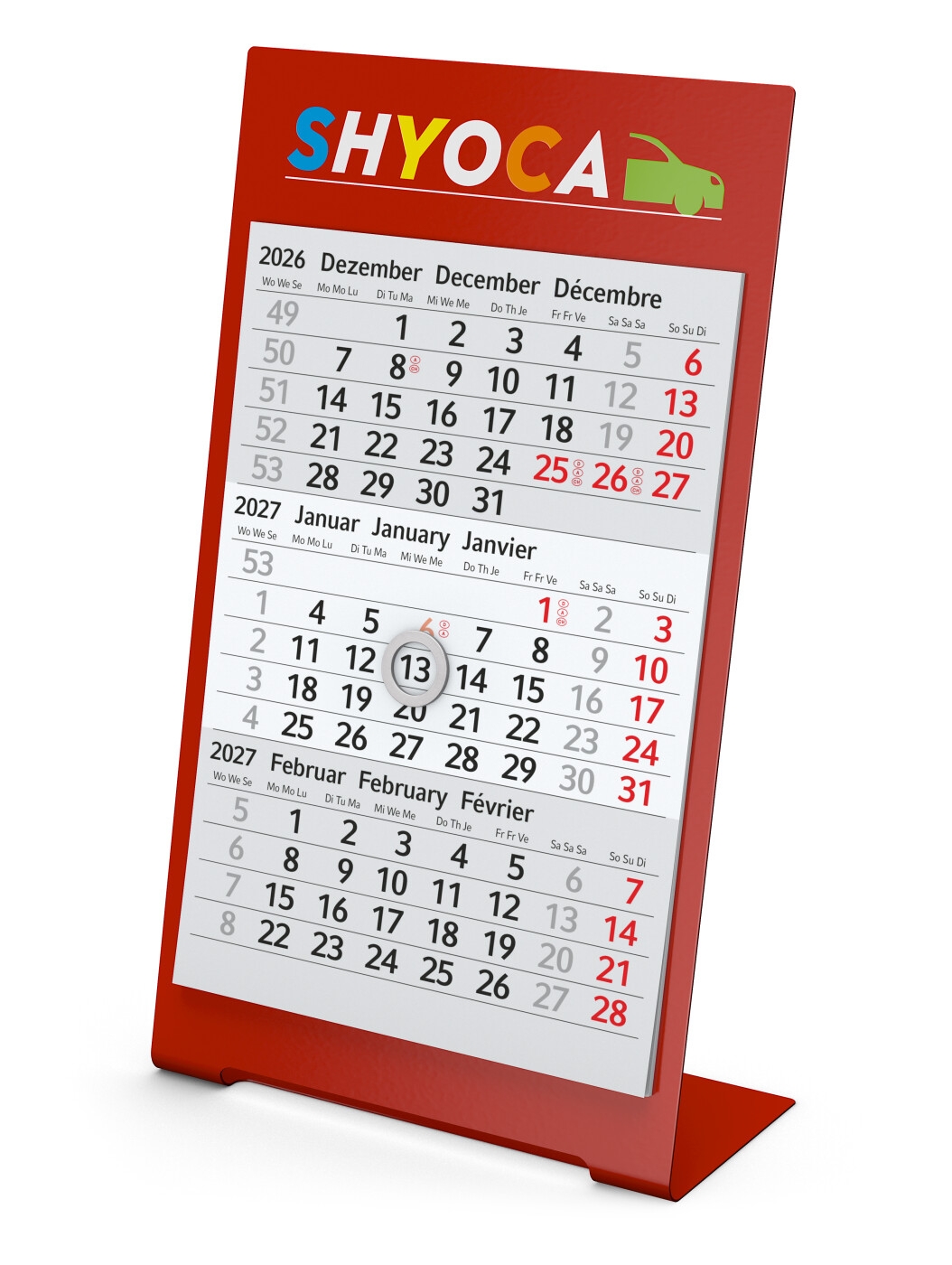 GE0042-ROTischkalender Desktop 3 Color_ rot