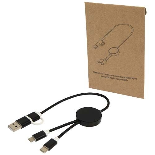 PF124424-4Alasia 30 cm 5-in-1 Kabel aus recyceltem Kunststoff fuer Datenuebertragung und 27W Schnellladung_ schw