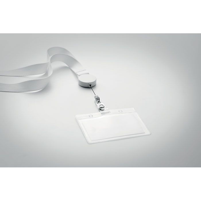 MO9852-06Zip Lanyard Lanyard mit Badge-Halter_ Weiss