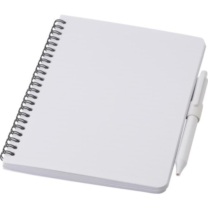 GI483099-02Antibakterielles Notizbuch mit Kugelschreiber Mika_ Weiss