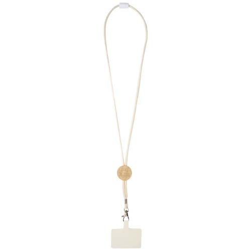 PF124456-1Adhab Smartphone Lanyard mit Bambusdetails_ weiss