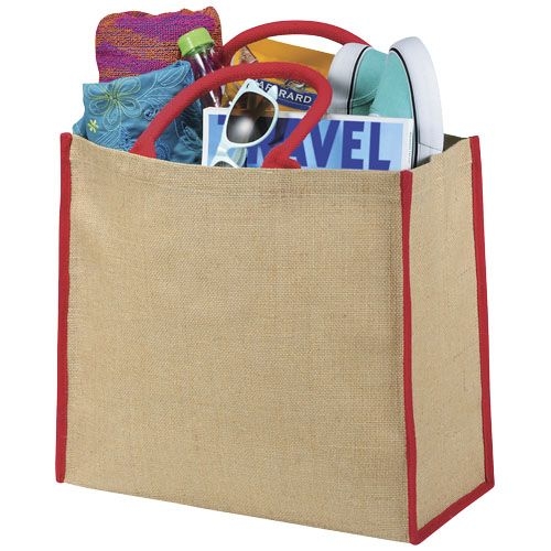 PF120182-4Harry farbige Jute Tragetasche 25L_ natur_rot