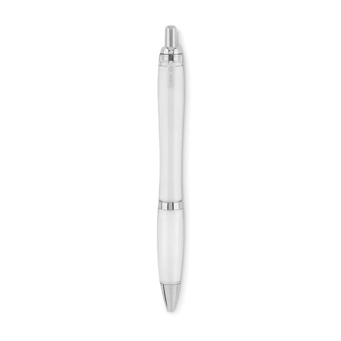 MO6409-26Rio Rpet Druckkugelschreiber RPET_ Transparent Weiss