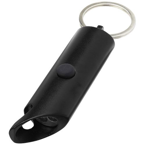 PF104574-5Flare IPX-LED-Lampe und Flaschenoeffner aus recyceltem Aluminium mit Schluesselanhaenger_ schwarz