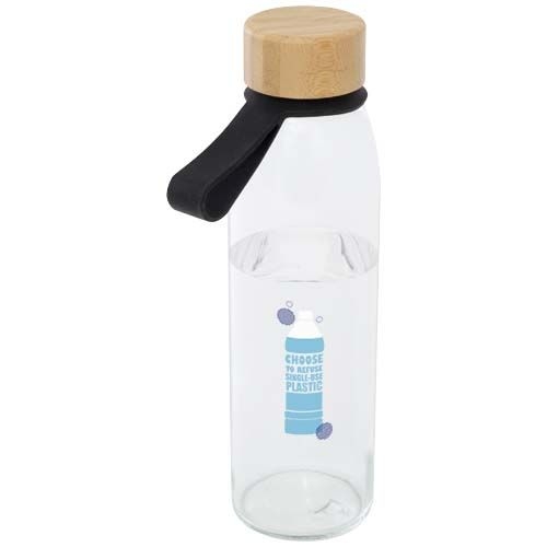 PF100853-5Porto 500 ml Glas-Flasche mit Silikongriff und Bambusdeckel _ schwarz