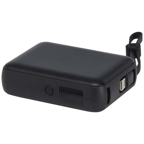 PF124450-2Acrux 35 W 10.000 mAh Tablet Powerbank mit integriertem Typ-C-Kabel aus recyceltem Kunststoff_ schwa