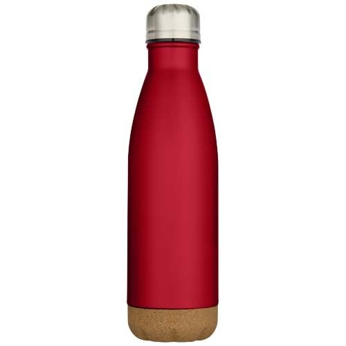 PF100892-1Cove 500 ml doppelwandige_ vakuumisolierte Trinkflasche aus Edelstahl mit Korkdetails_ rot