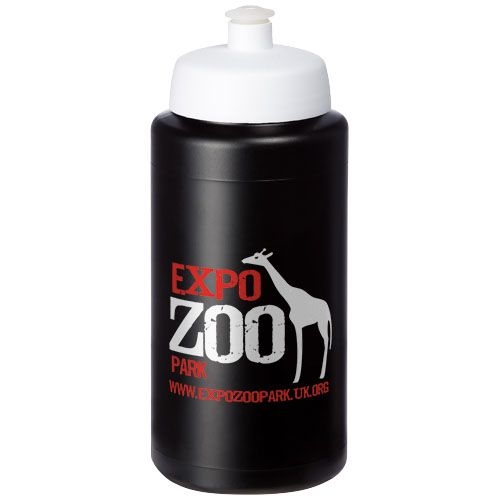 PF210687-13Baseline® Plus grip 500 ml Sportflasche mit Sportdeckel_ schwarz_weiss