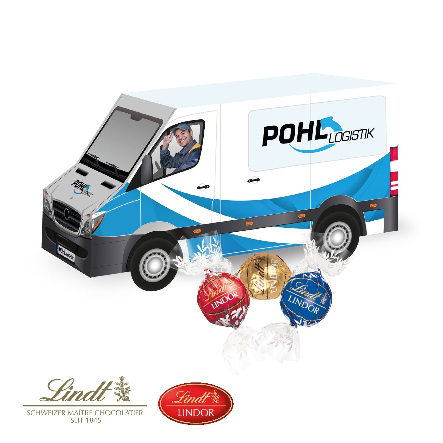 CD917063D Praesent Transporter mit Lindt Lindor Pralinés