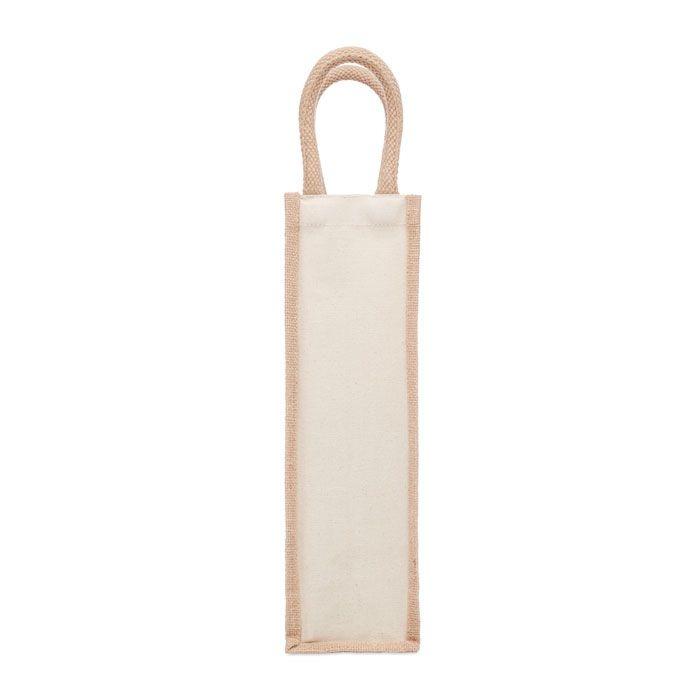 MO6258-13Campo Di Vino Flaschen-Geschenktasche Jute_ Beige