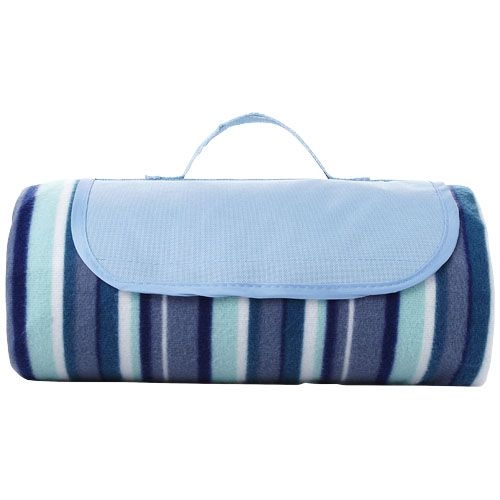 PF100137-1Riviera wasserabweisende Outdoor-Picknickdecke_ weiss_blau
