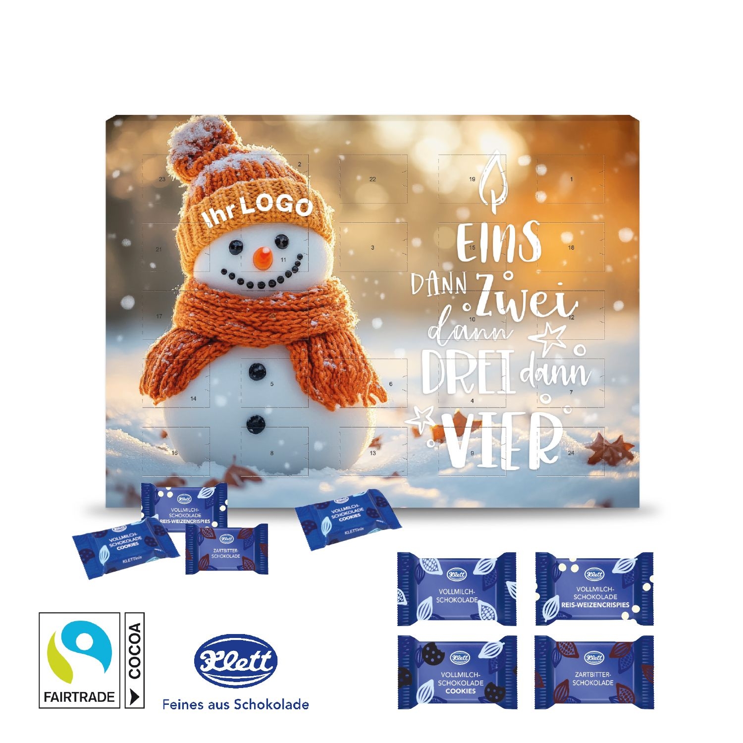 CD95157-01Wand-Adventskalender mit Klett Fairtrade® Schokolade_ Motiv-Vorlage