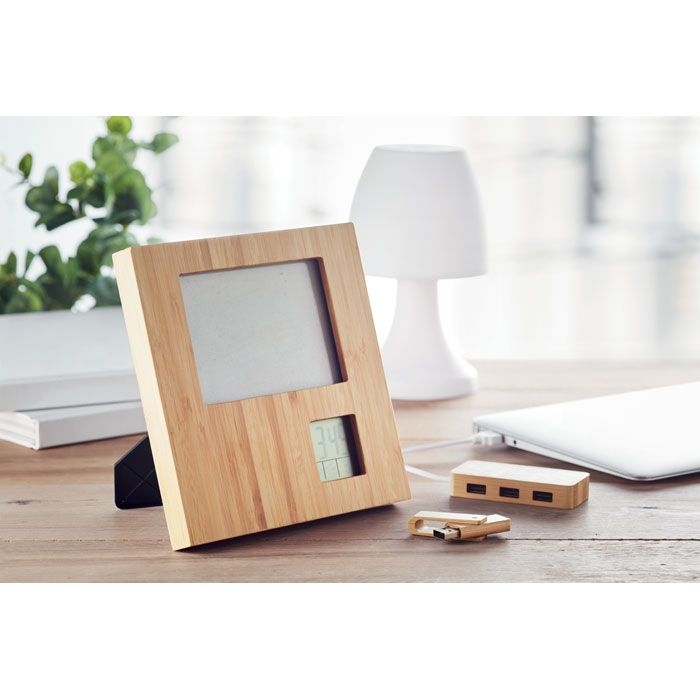 MO9695-40Zenframe Bilderrahmen mit Tischuhr_ Holz