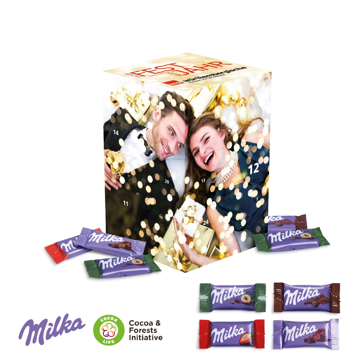 CD95182Adventskalender Cube _XL_ mit Milka Schokolade