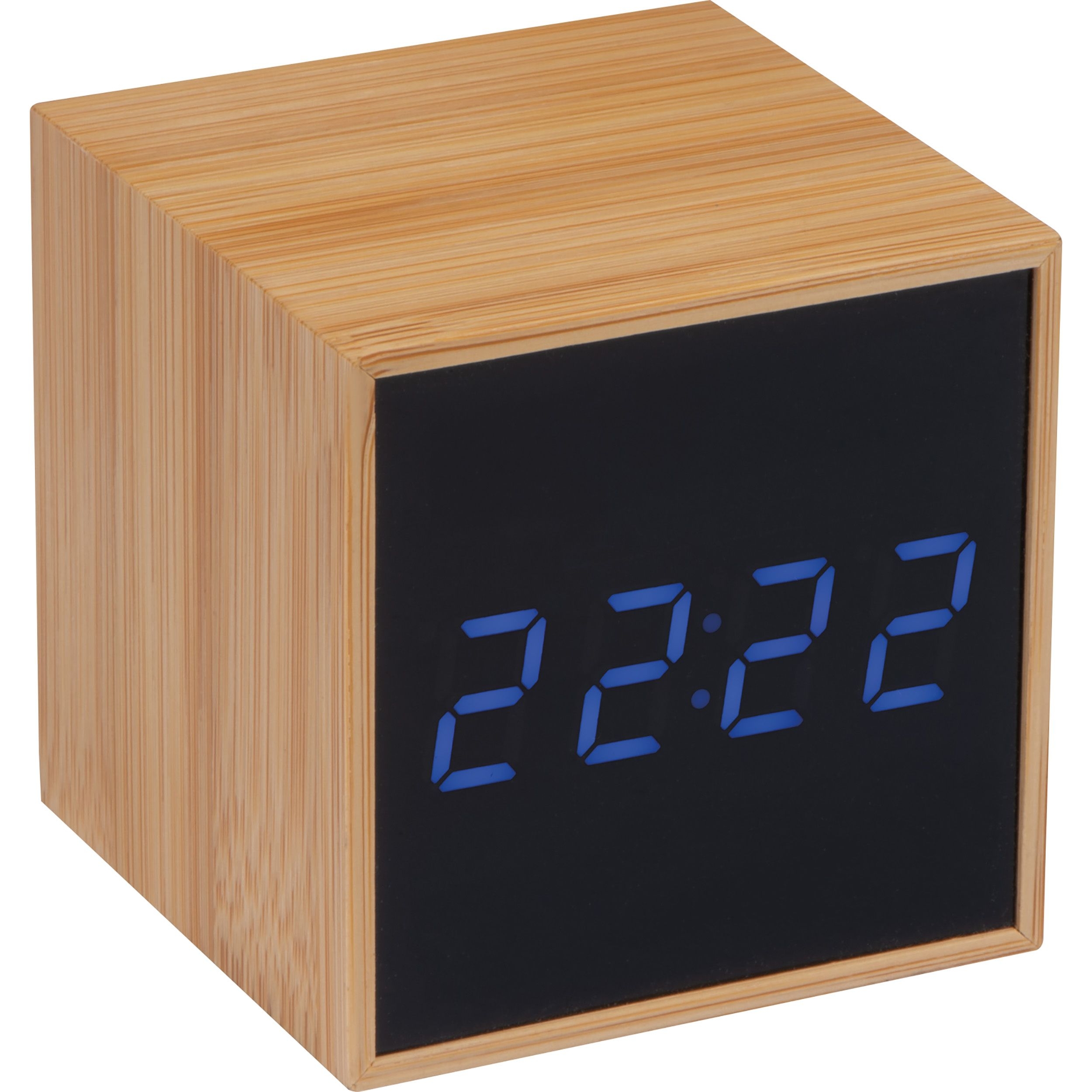MA42462-13Tischuhr mit schwarzem Display und blauer LED Anzeige_ beige