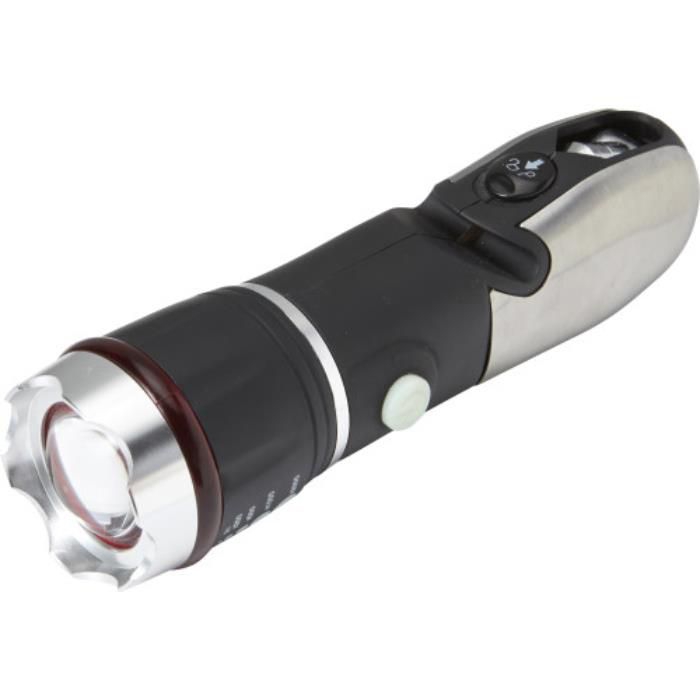 GI7747-01Multifunktionstaschenlampe aus ABS-Kunststoff_Edelstahl_Silikon Amayah_ Schwarz