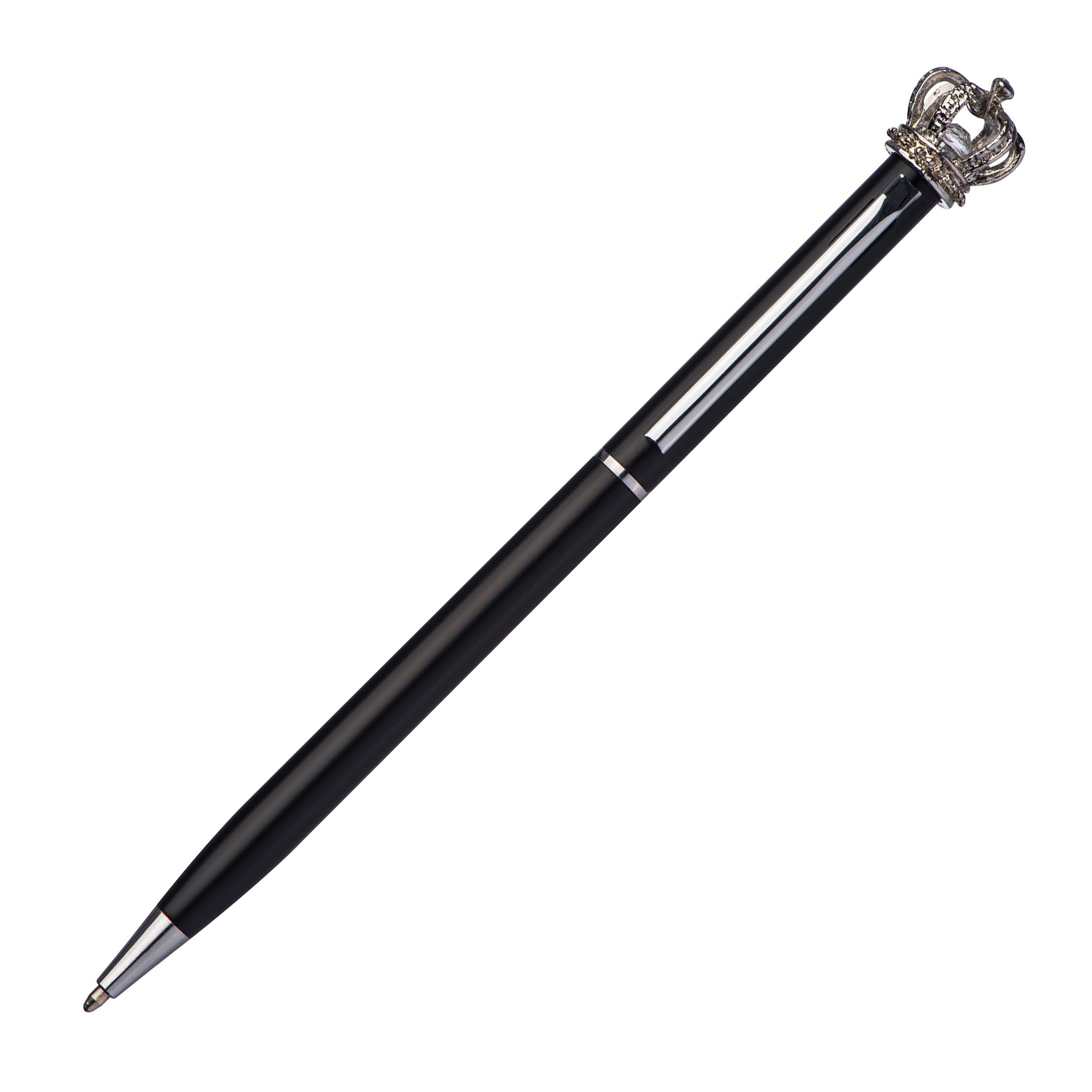 Kugelschreiber aus Metall mit Krone, schwarz