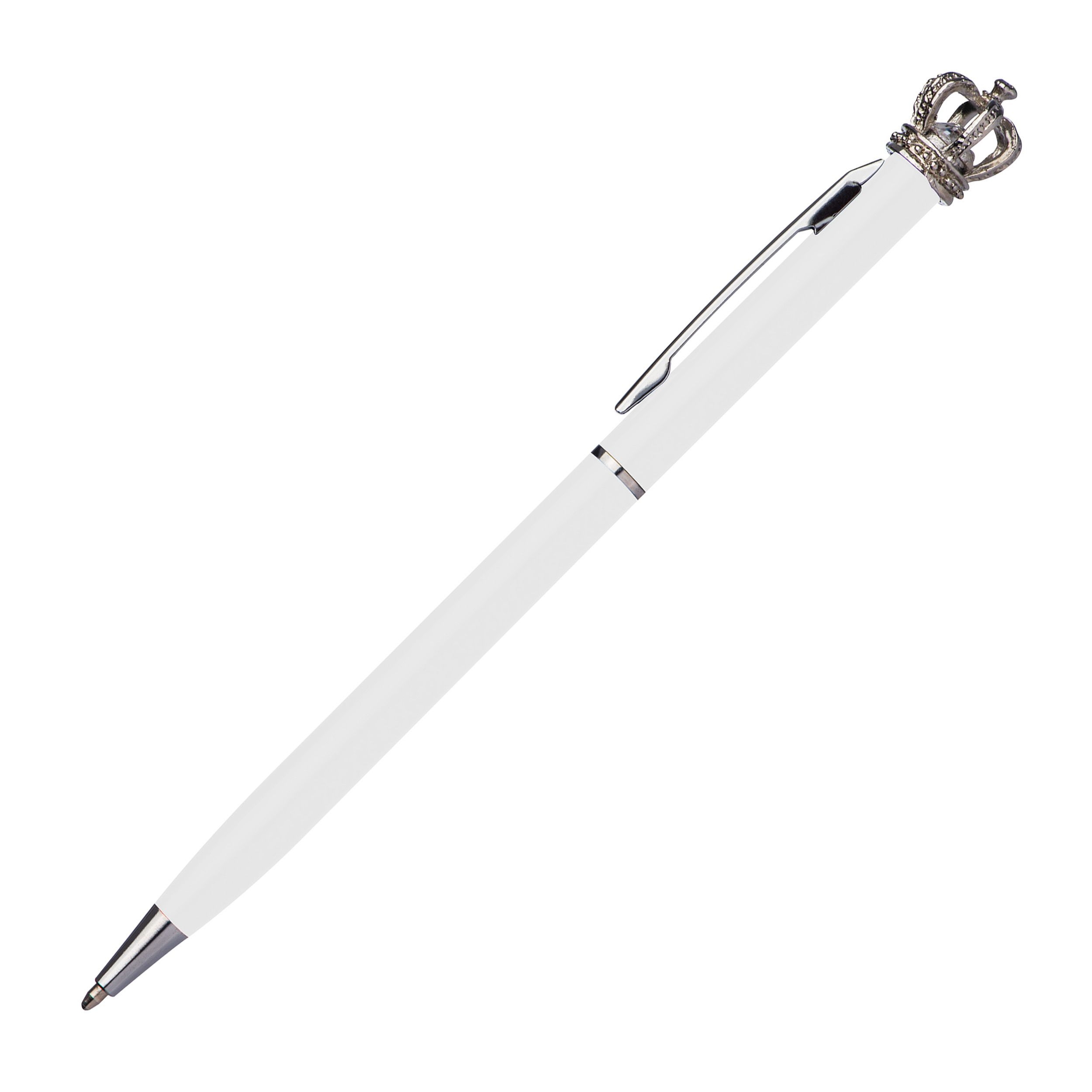 MA10488-06Kugelschreiber aus Metall mit Krone_ weiss