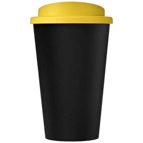 PF210422-2Americano® Eco 350 ml recycelter Becher_ schwarz_gelb